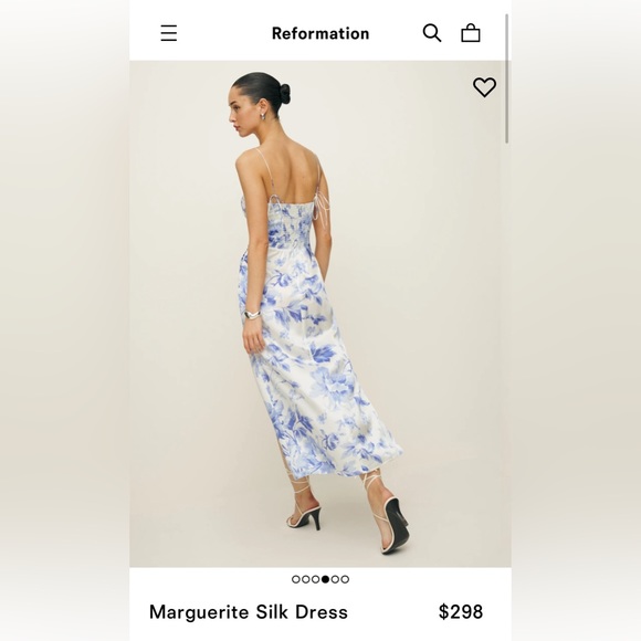 Reformation Marguerite Dress 100% Silk Tie Strap in Light Blue Women's Size 4 - Picture 11 of 13